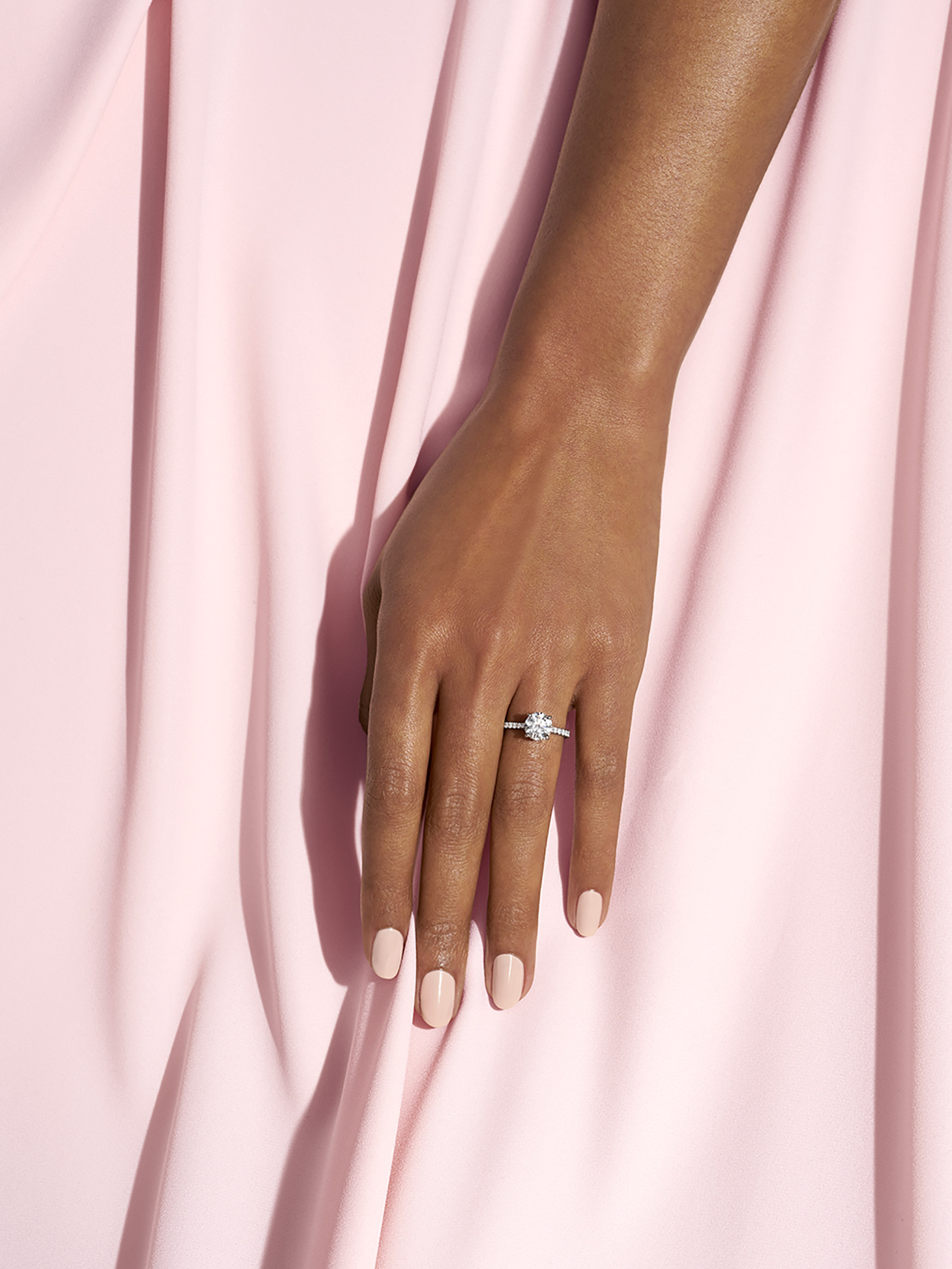 STAN Couple Engagement Rings Pave Diamond on Dark Skin Hand