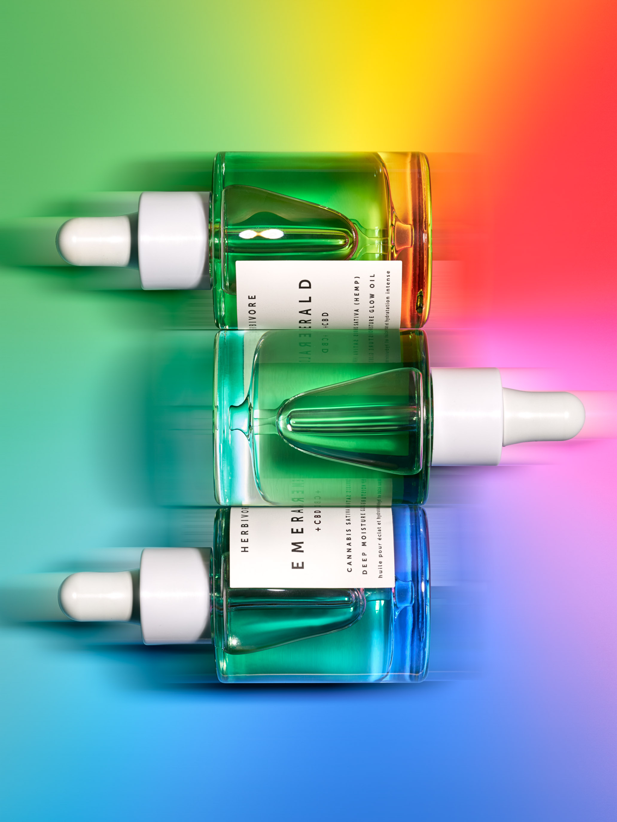 STAN Herbivore Emerald CBD Editorial Still Life on Rainbow Colors